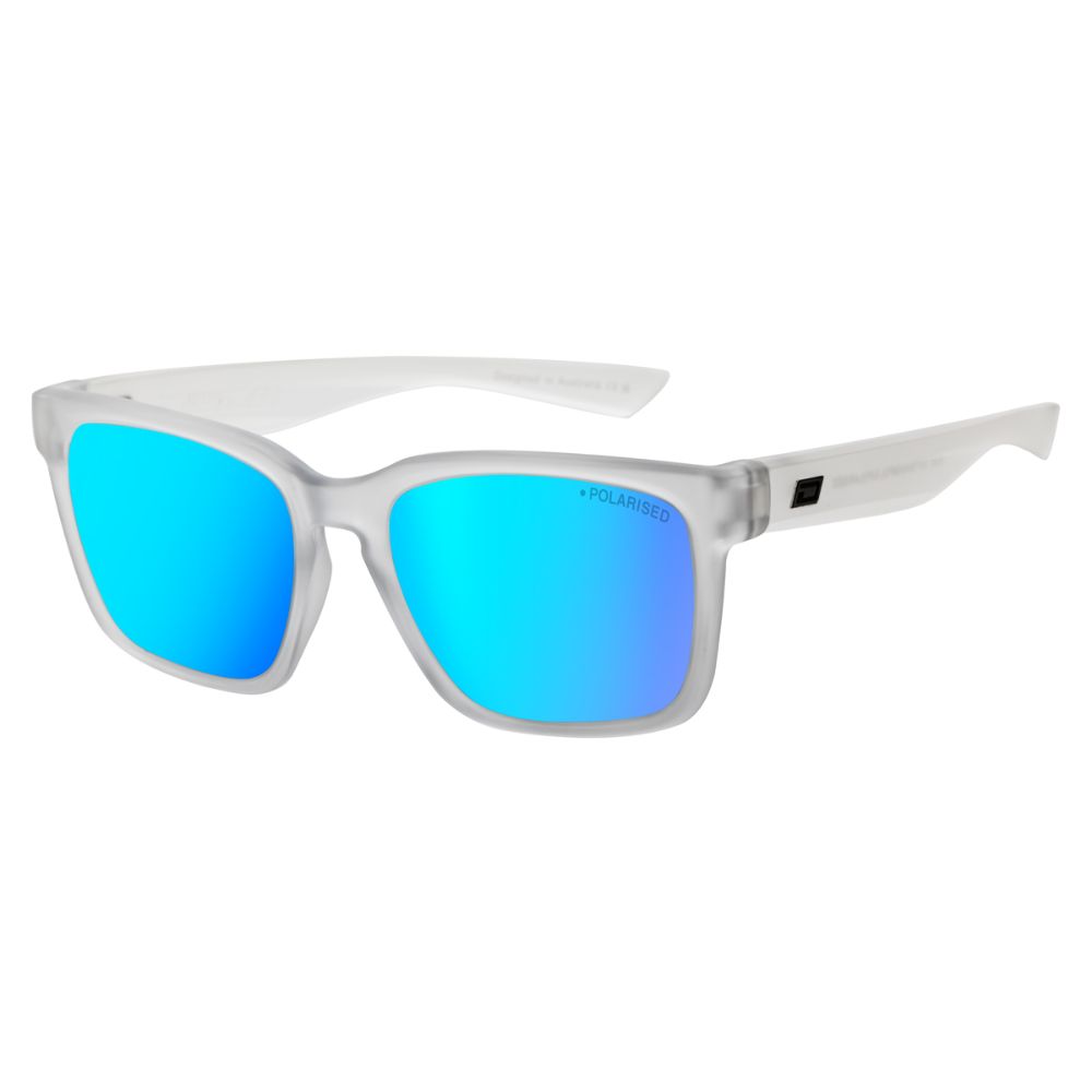 GOAT - Satin Crystal Clear with Polarized Ice Blue Mirror Lens
