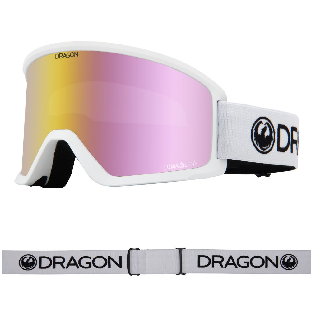 dragon d2 goggles Dragon D2 Unisex Snow Goggles - White with Lumalens Amber Lens DRG185-101